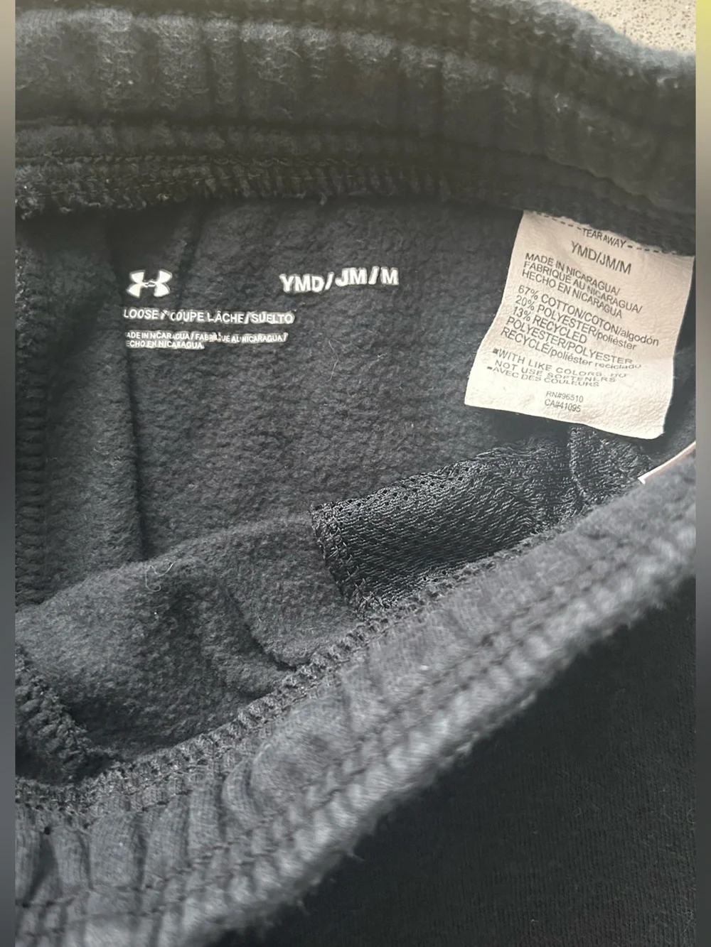 Under Armour Kids Black Jogger Sweatpants with Logo Size YM.